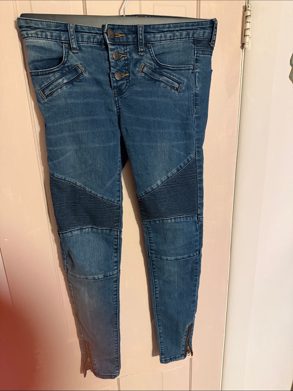 Almost Famous Dark Blue Moto Skinny Jeans